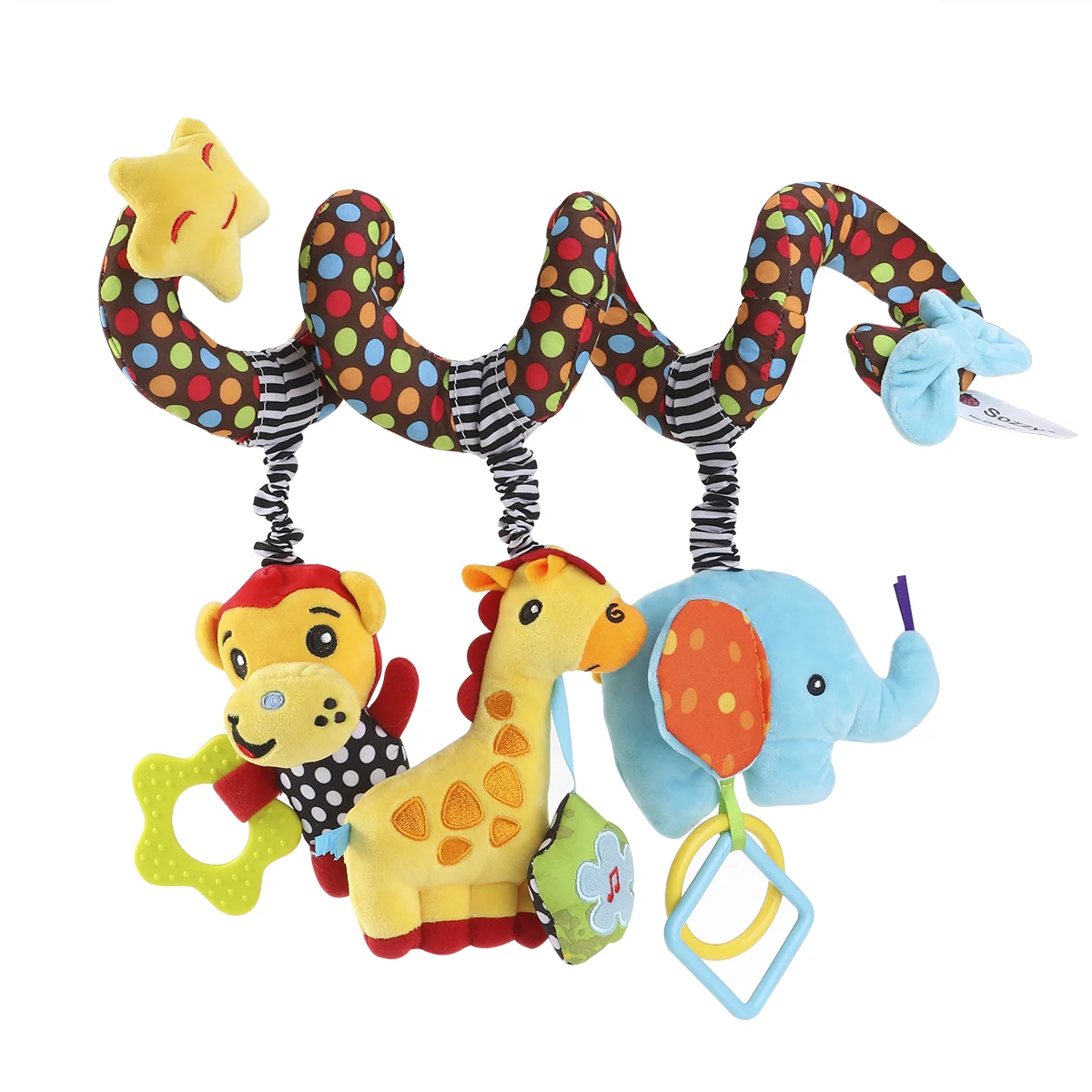 TOYMYTOY-Atividade do bebê infantil Espiral Bed and Stroller Toy, Macaco, Elefante, Brinquedo de pelúcia educacional, cama envoltório, novos modelos, dois aleatórios