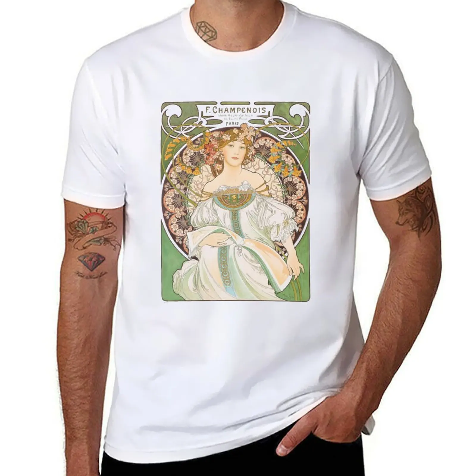 

HD. F. Champenois, by Alphonse Mucha HIGH DEFINITION (Original colors) T-Shirt man t shirts cotton man t shirts graphic T-Shirt