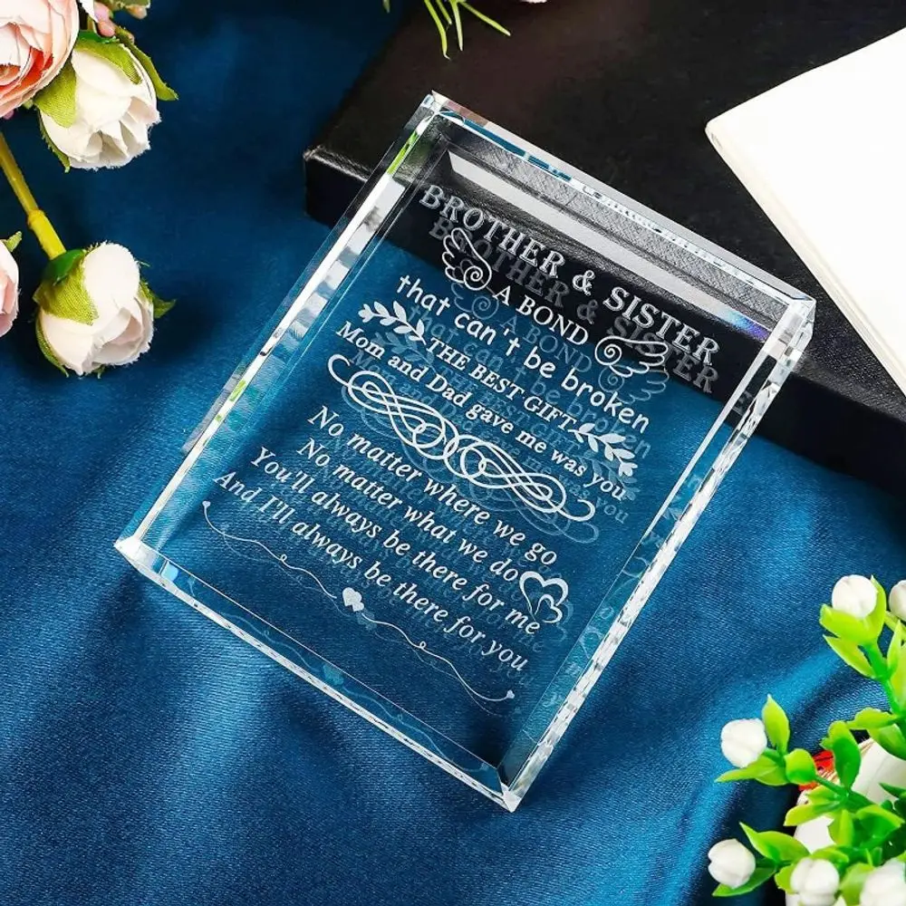 Crystal Keepsake for Brother & Sister – Laser Engraved Birthday Gift & Centerpiece view 5