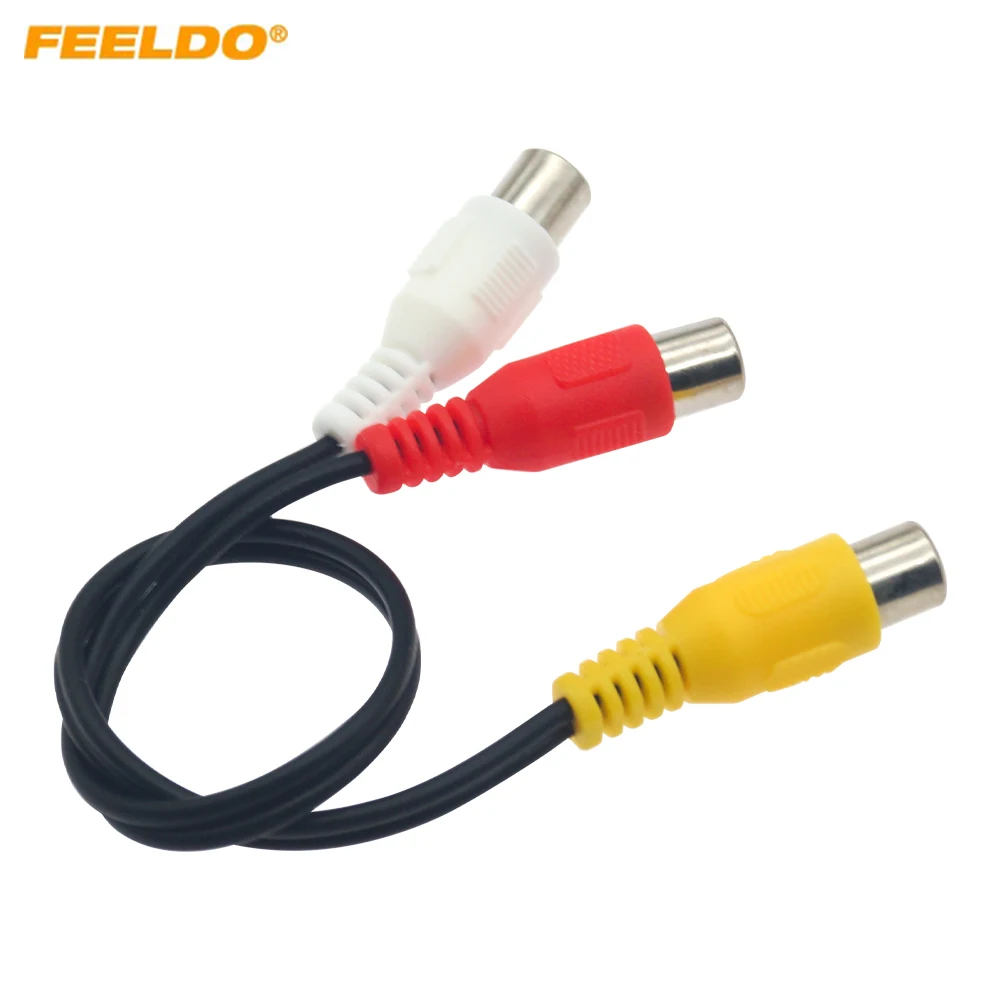 25cm 2-RCA Female To 1-RCA Female Jack Plug Audio Video Wire AV Extension Cable Stereo AV Connector Cord Media Player Adapter