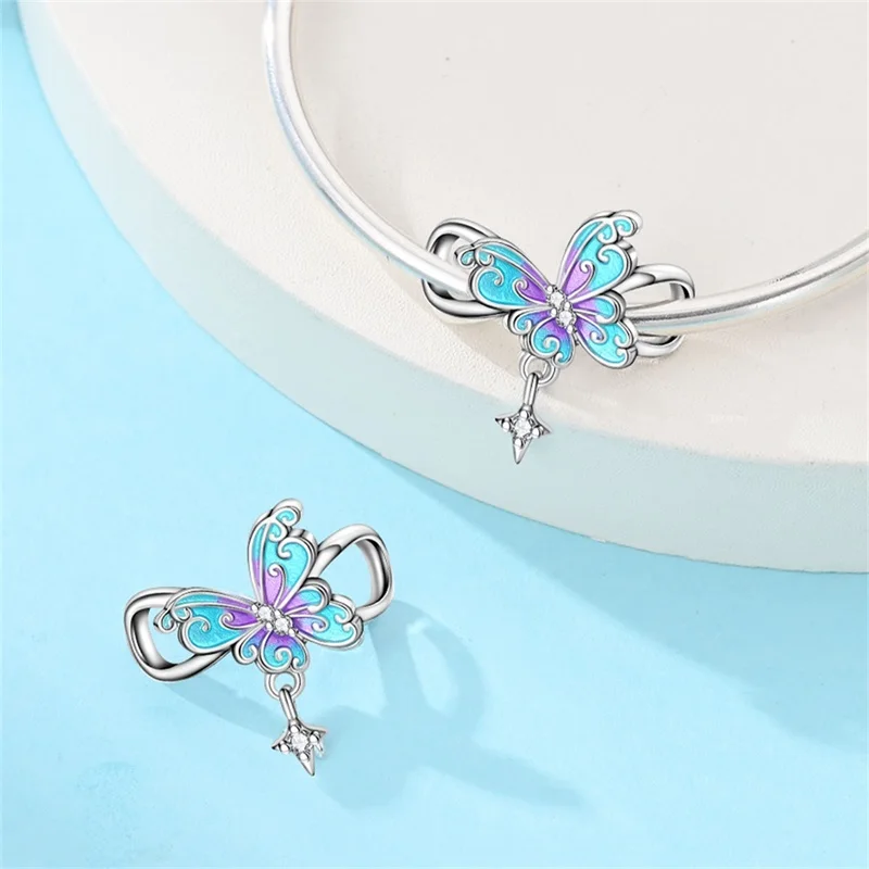 

Original 925 Sterling Silver Blue Butterfly Dream Charms Beads Fit 3mm Original Bracelet DIY Women Exquisite Date Jewelry Gifts