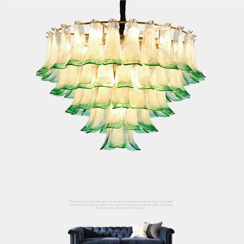 Living Room Luxury Green Glass Lustre E14 Led Pendant Lights Plate Metal Round Luminaria Chain Pendant Hanging Lamp Fixtures
