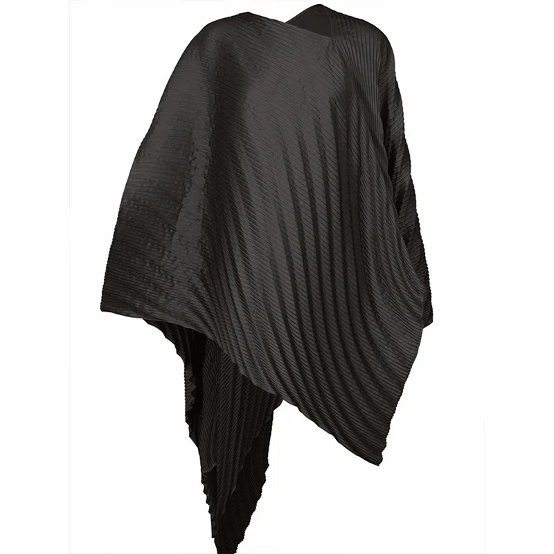 Pleats Pleated Jacket 2024 Fall New Short Jacket Women Fashion Solid Color Design Sense Irregular Mid-length Pleated Hoodie
