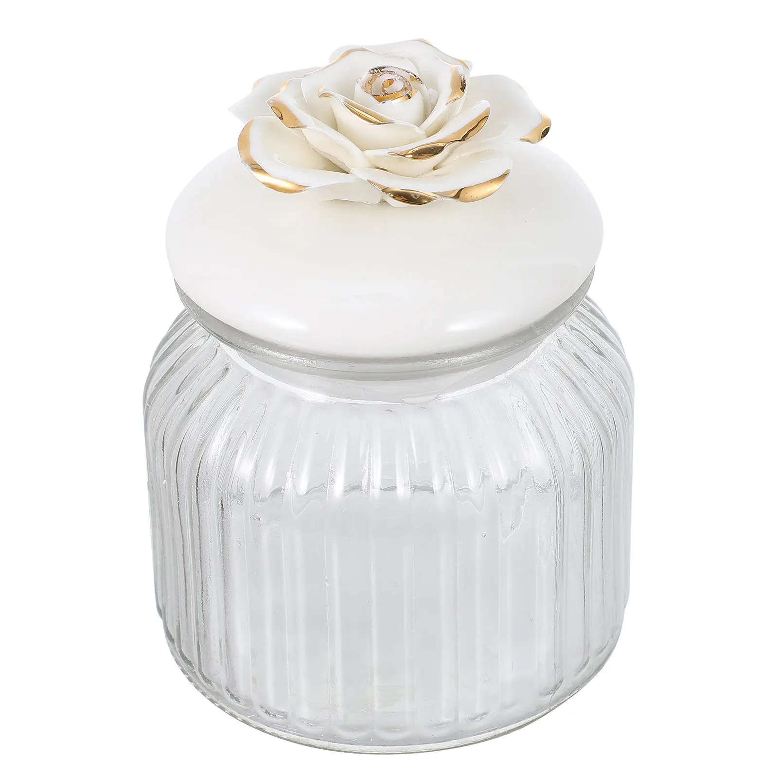 Transparent Glass Storage Jar Ceramic Cover Sealed Kitchen Food Holder for Coffee Tea Grain Milk Powder Household Storage Tank