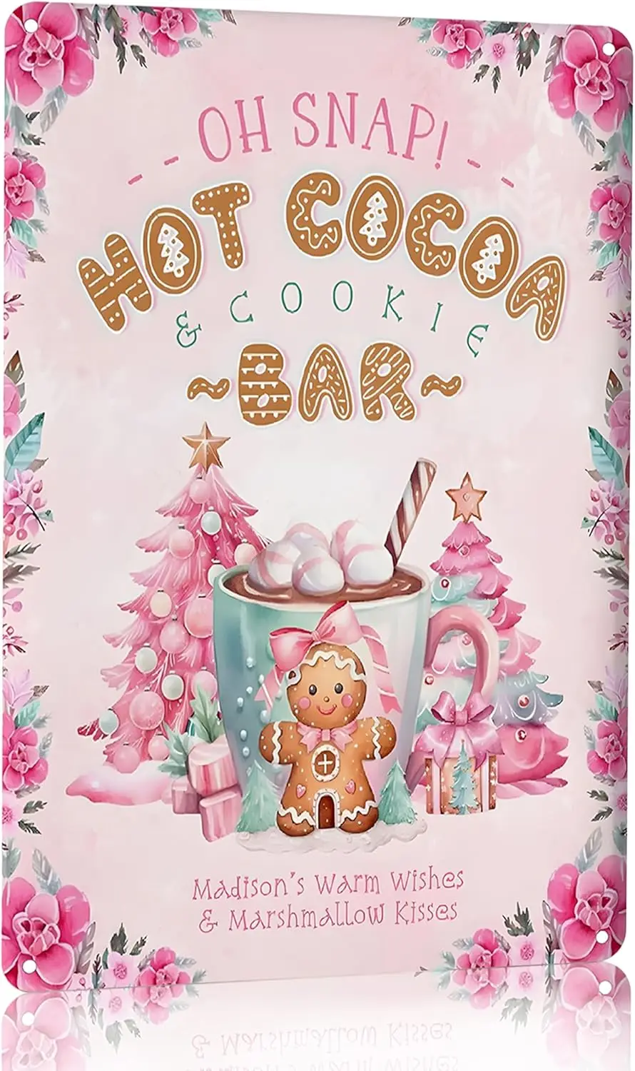 Joyline Vintage Christmas Decor Gift Rustic Hot Cocoa Bar Gingerbread Tin Sign for Home Farmhouse Kicthen Cafe Bar Wall Decor 8