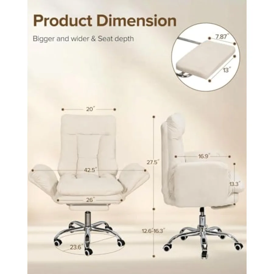 Office chair for big and tall users, mesh back, black, multifunctional with flip-up armrests and retractable footrest