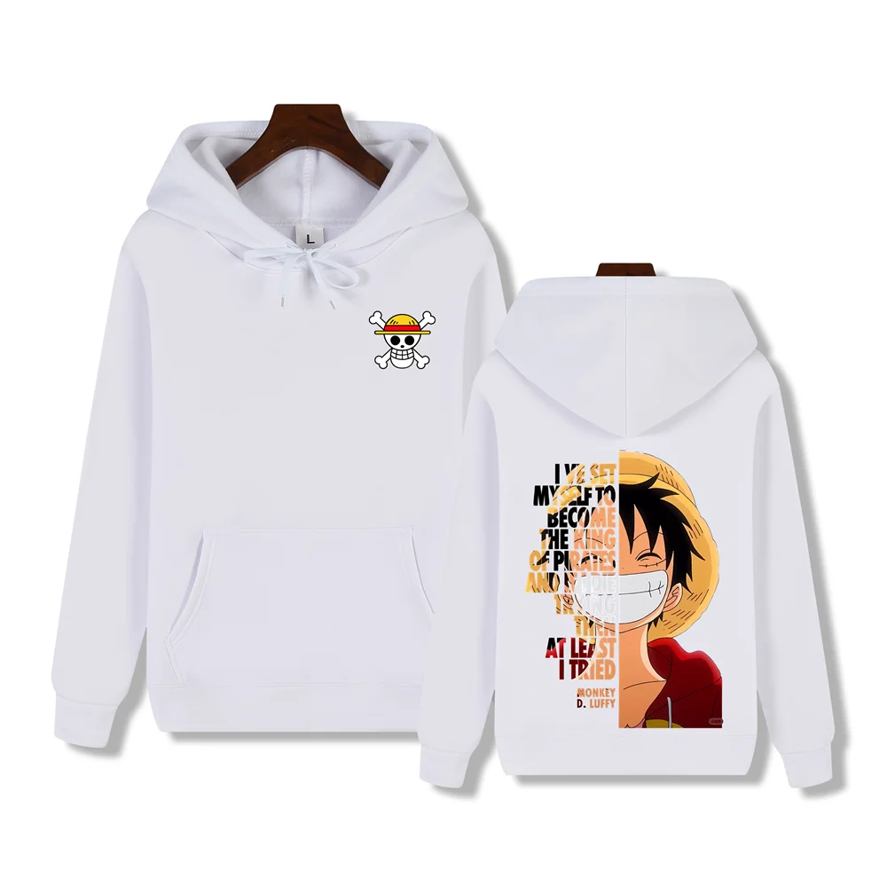 One Piece men's high-end quality hoodie hoodie Captain Luffy print autumn and winter thick warm basic simple top