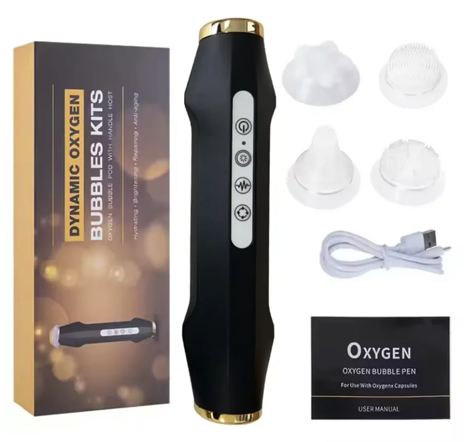 2025 New Design  Portable CO2 Oxygen Bubble Pen Rechargeable Exfoliate Device Handheld Facial Clean Machine SPA Beauty Capsules