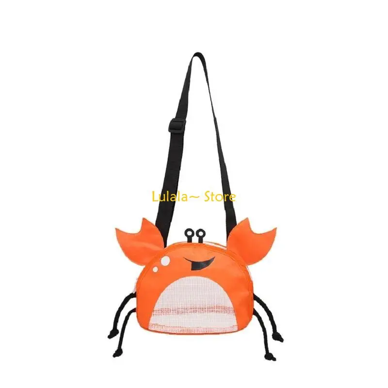 Y4QA Strandspielzeug-Netztasche, Kinder-Muschel-Sammeltasche mit Reißverschluss, verstellbarer Riemen zum Halten von für Jungen