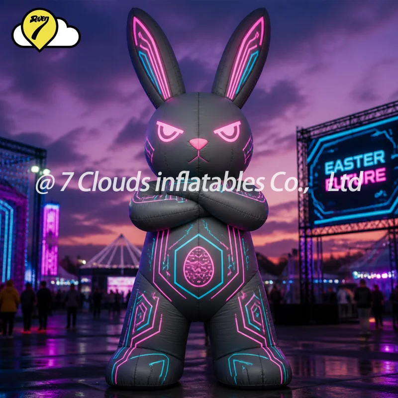 Giant Inflatable Hip-Hop Rabbit Easter Egg Blow up Rainbow Easter Arch Event Outdoor Easter Decoration Props for Advertising