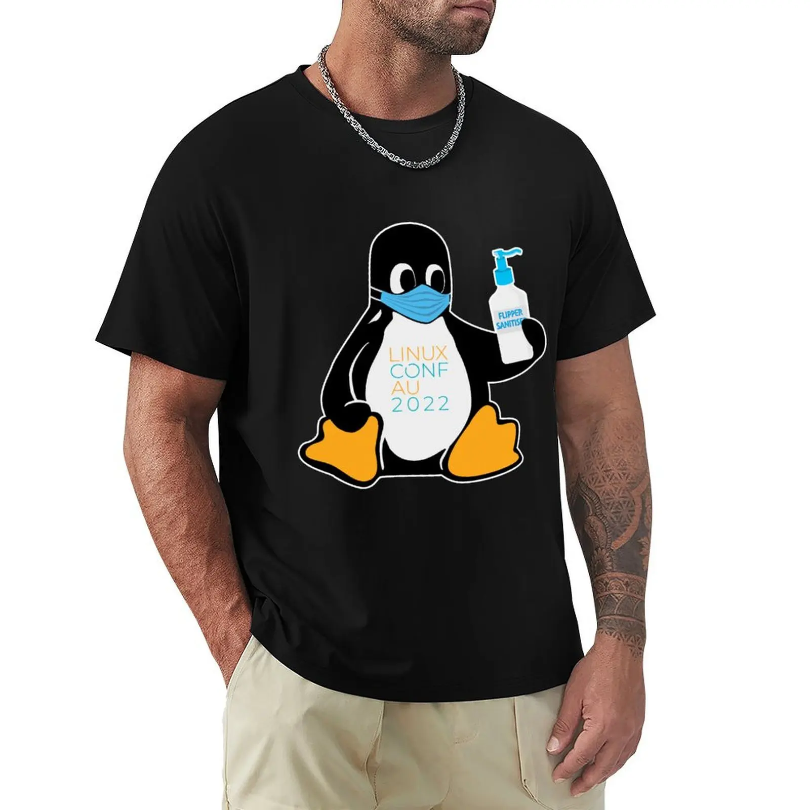 linux.conf.au 2022 Sanitiser Tux T-Shirt Plus Size Street Style Tee