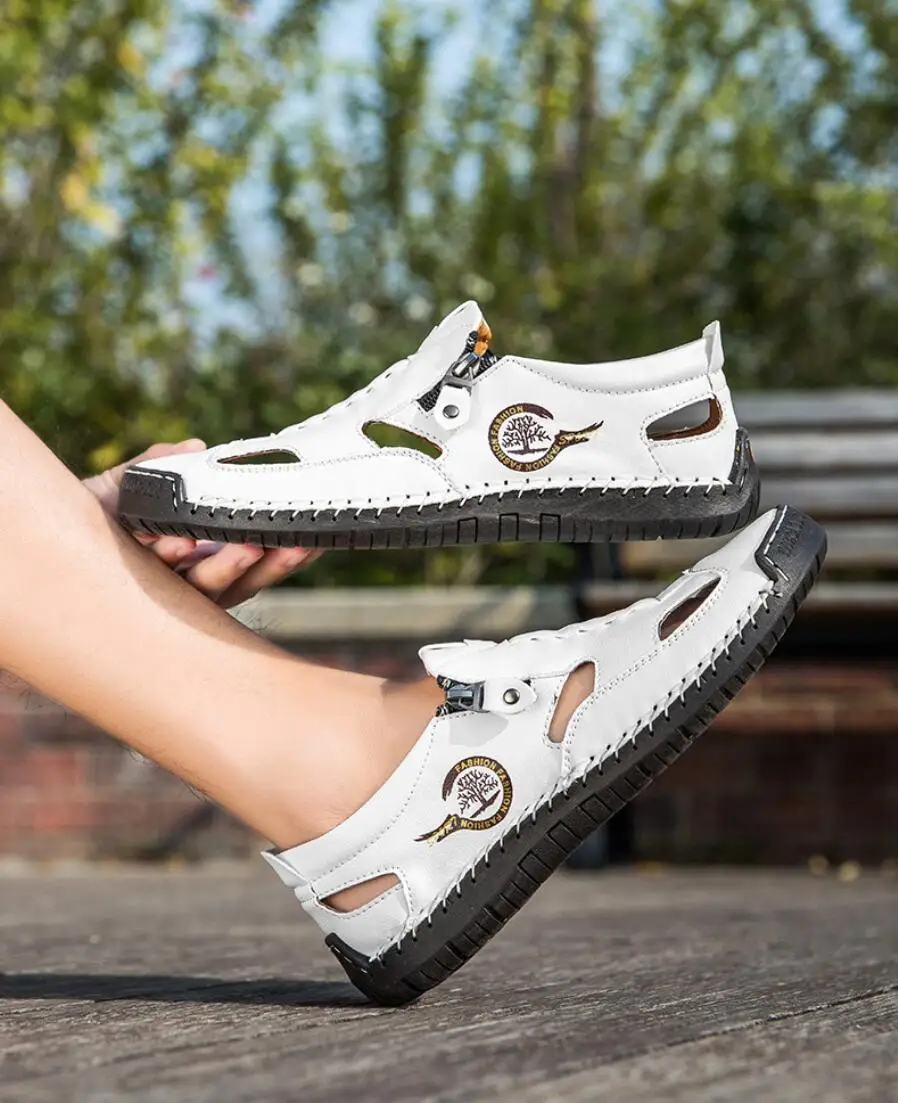 

Мужские дышащие уличные сандалии черного, коричневого, синего, белого цветов - доступны в различных цветах. Летние пляжные сандалии для отпуска, большие размеры до 47.