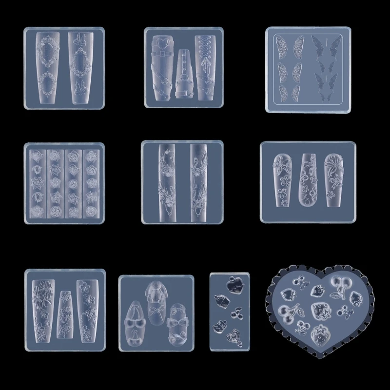 Silicone Stamping Template Art Silicone Mold For Precise 3D Embellishments Rose And Butterfly Manicure Dropship