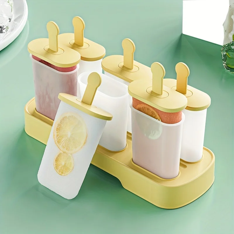 1pc DIY Ice Cream Mold - Homemade Popsicles, Sorbet, and Frozen Ice Cubes - 6-Hole Pack