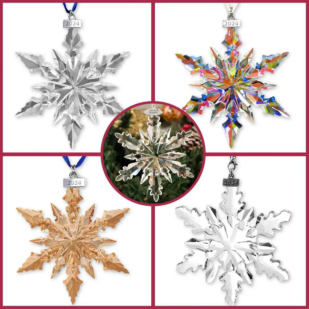 

Christmas Pendant Decoration Colorful Transparent Crystal Car Interior Ornaments Hanging Christmas Gift Accessories Snowfla A8L1