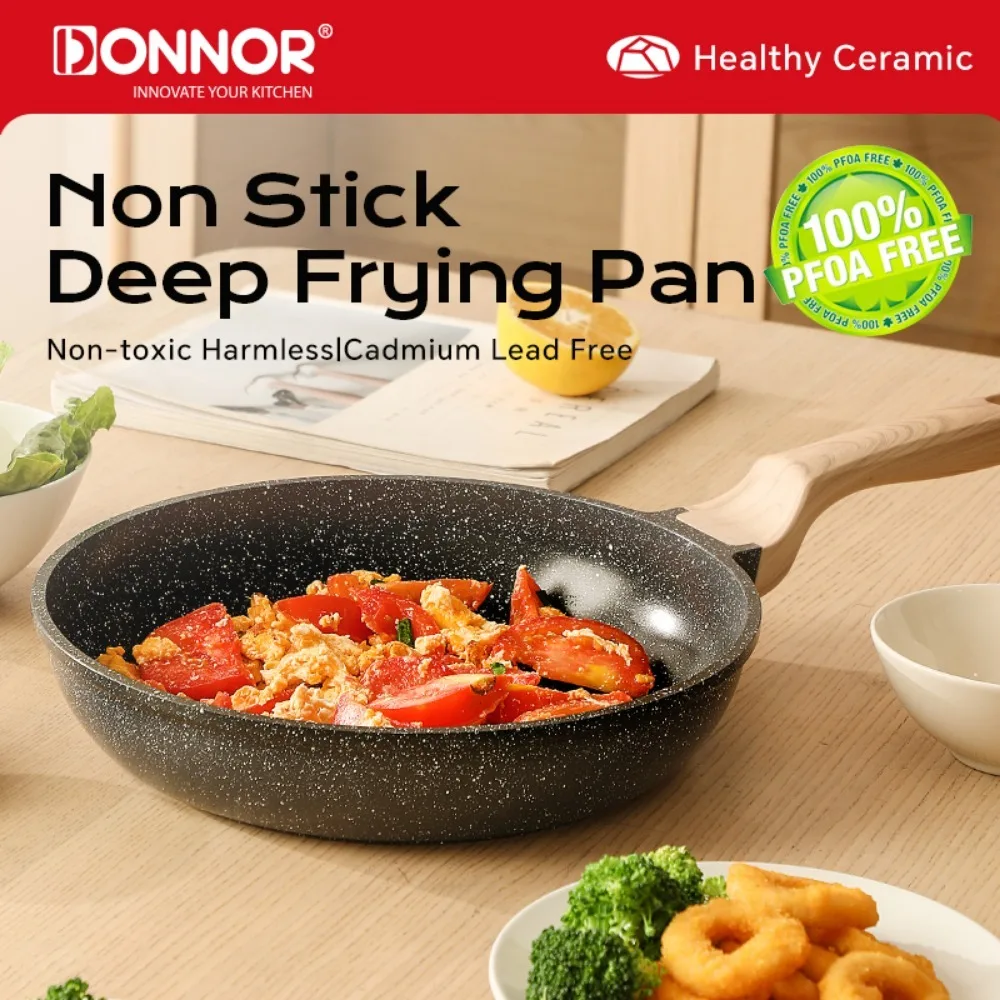 

DONNOR Nonstick Frying Pan 4.6qt Ceramic Frying Pans with Lid Nonstick Cookware Deep Capacity with Heat Resistant Handle