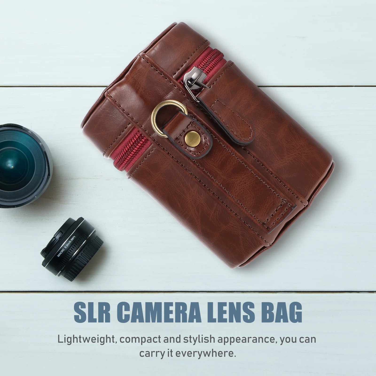 

Camera Lens Pouch Premium Pu Material Lightweight Waterproof Shockproof Portable Storage Bag For Lens Protection