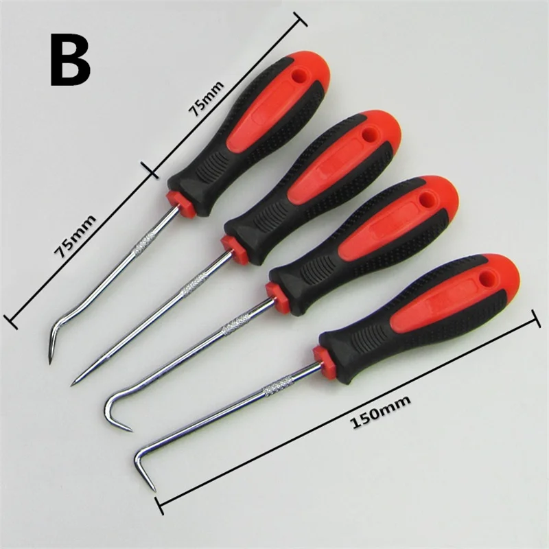 4Pcs Car Repair Tools Long Pick and Hook Gasket Puller Pick Tools Removing Car Oil Seal O-Ring Seal Auto Disassembly Accessories