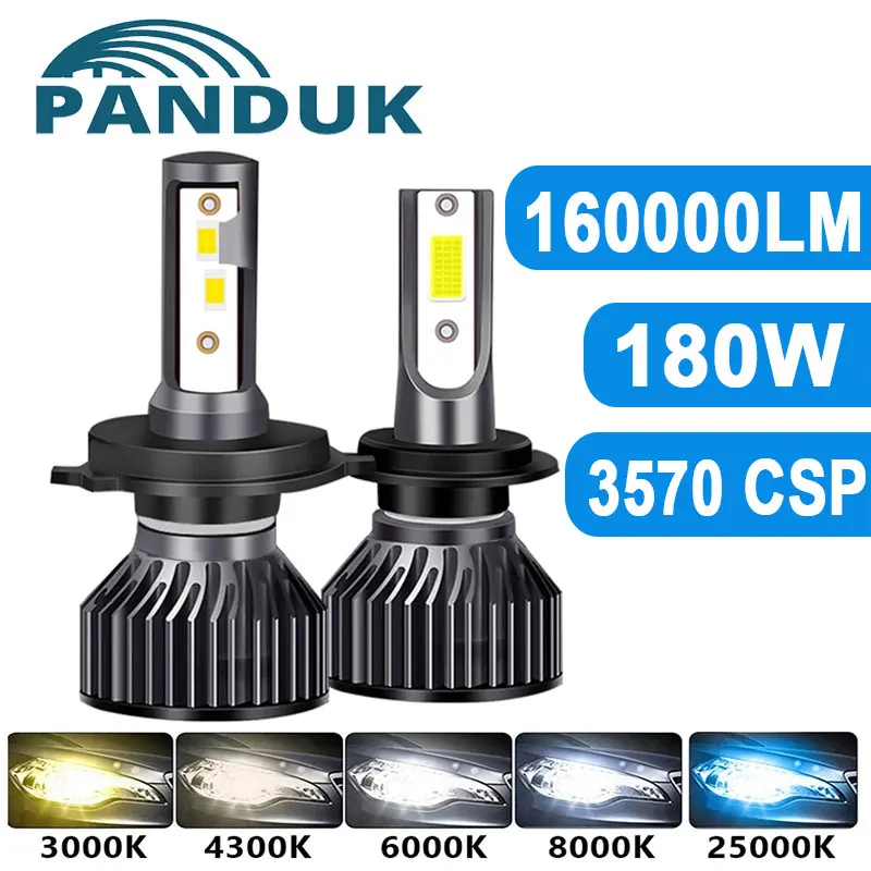 

PANDUK 2Piece H4 LED Headlight 3570 Chip 160000LM 180W LED H7 H1 H11 H8 H9 4300K 6000K 8000K PTF Ice Bulbs Turbo Fog Light 12V