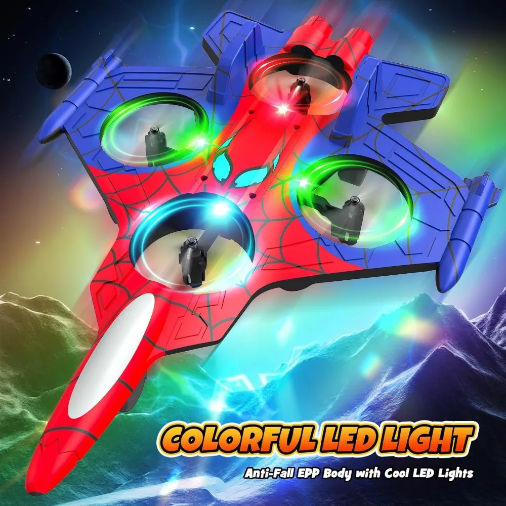 Mini Spider Drone per Bambini: Aereo RC in Schiuma con Controllo da 2,4 GHz, Luci LED, 360 °   Acrobazie e volo facile