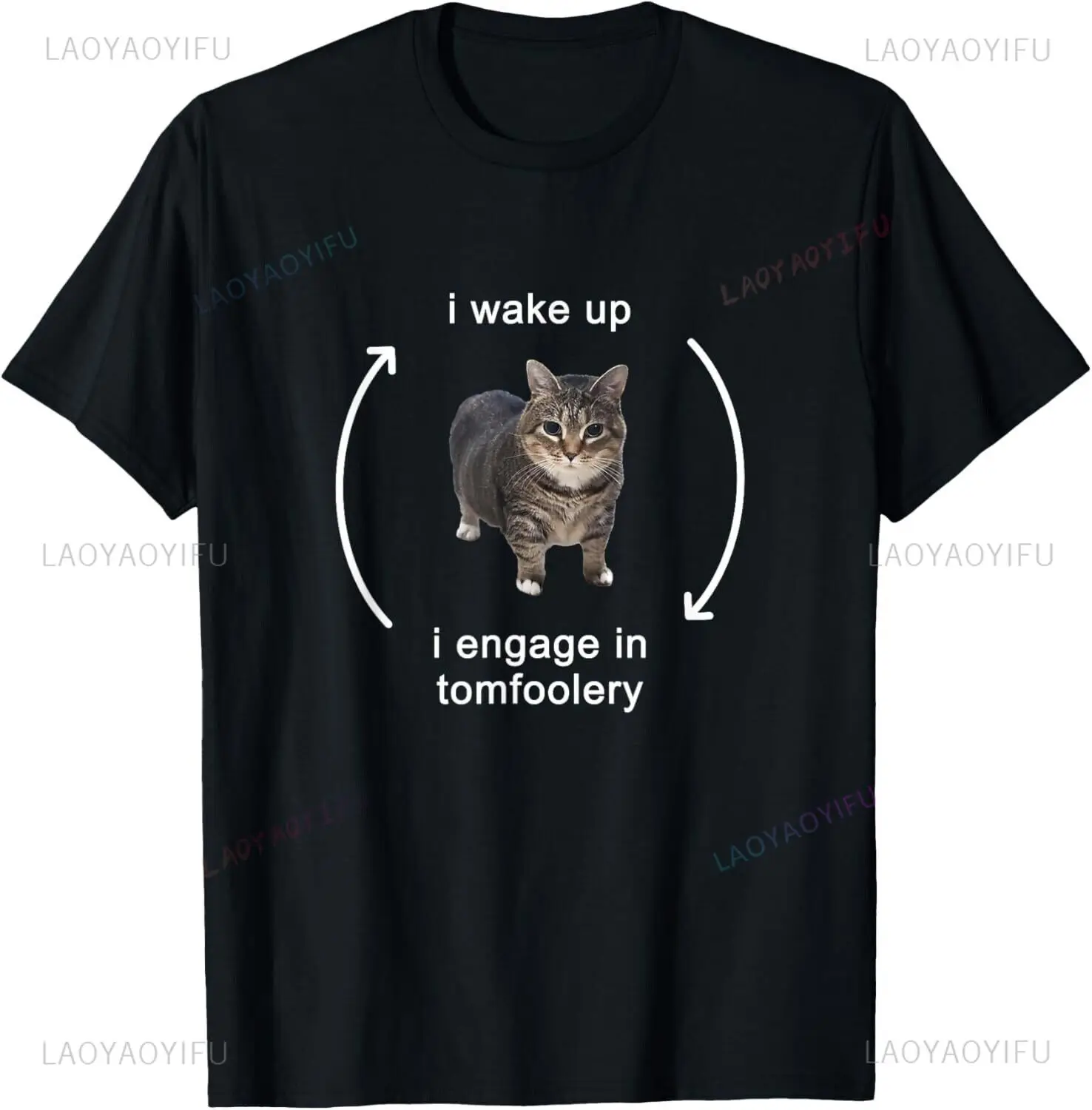 The Anger Consumed Me, Silly Cat Memes, The Hilarious Print T-shirts and The Black Crew-neck, Short-sleeved Outfits