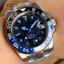 Tandorio Automatic NH34 GMT Function Mechanical Steel Watch Men's Wristwatch Sapphire Crystal Luminous Painting Dial Auto Date