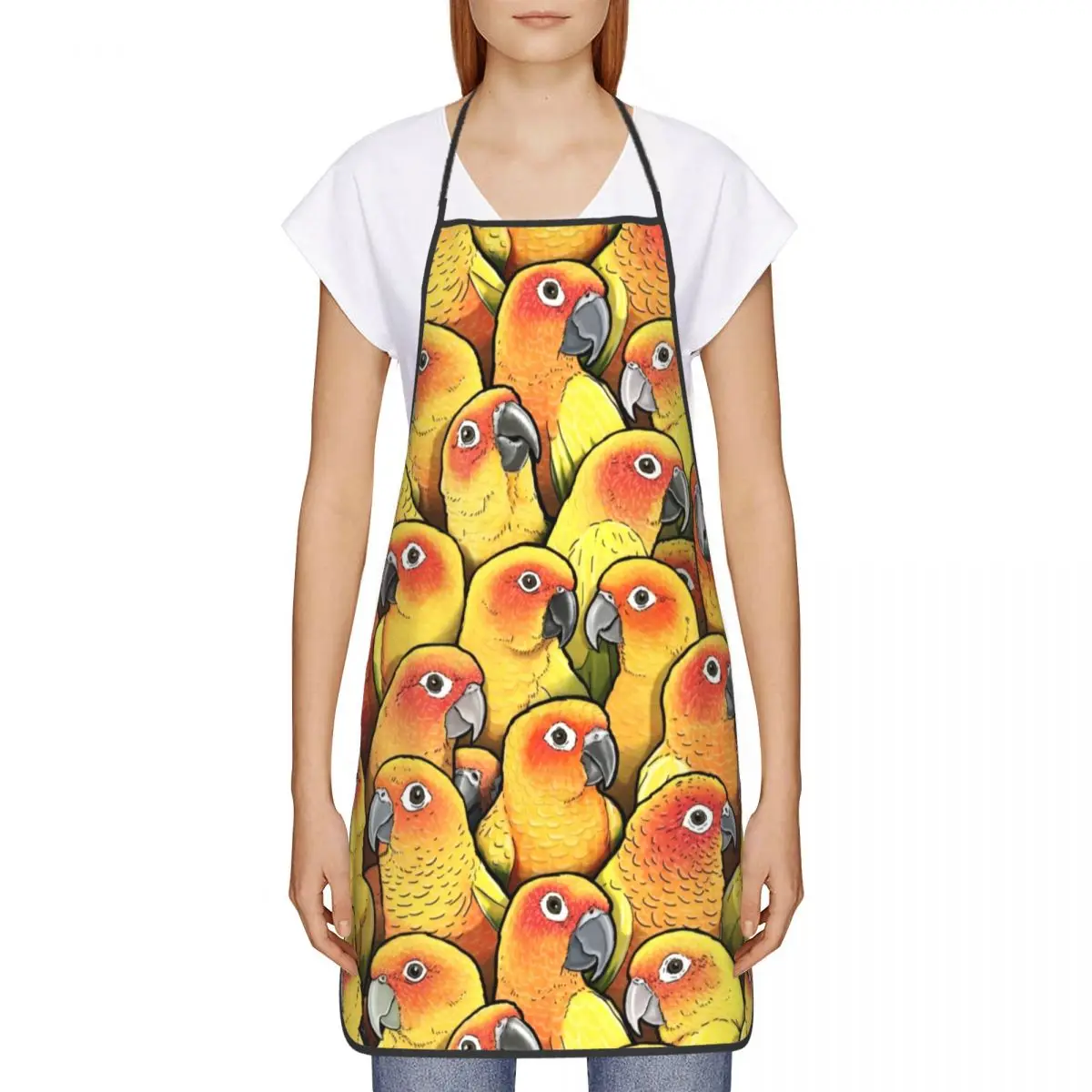 Unisex Sun Conures Squad Kitchen Chef Cooking Baking Apron Men Women Parrot Birds Tablier Cuisine for Gardening