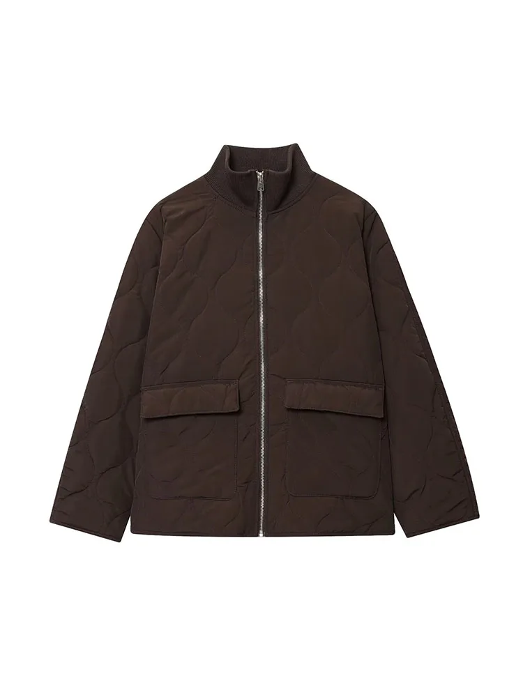 

2025 женские осенне-зимние куртки, пальто, модные свободные однотонные хлопковые подкладки с карманами, женская элегантная уличная куртка, верхняя одежда