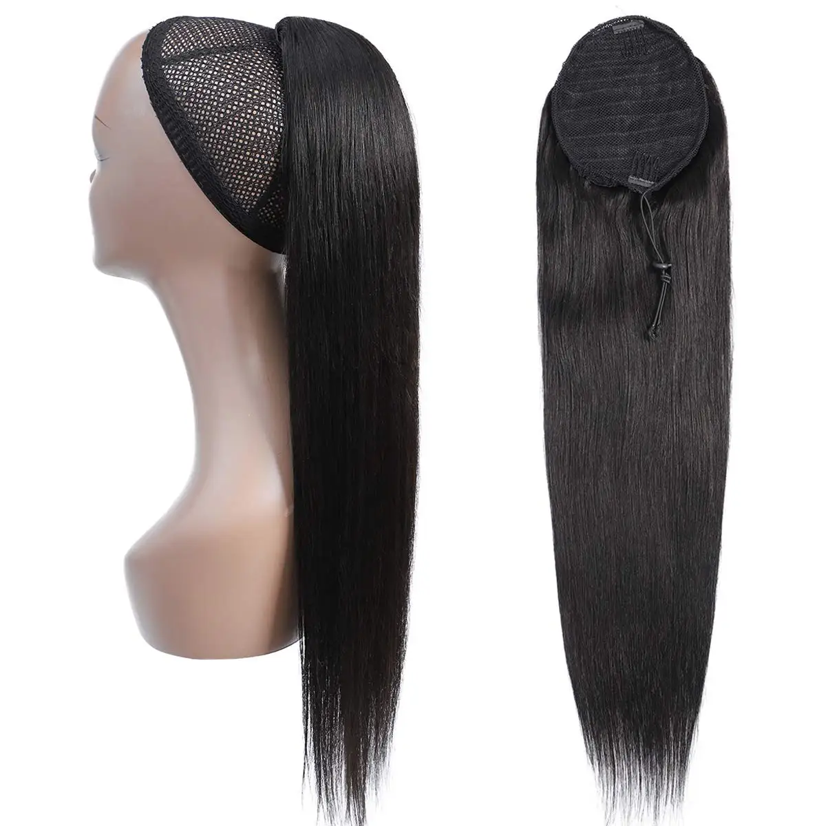 Straight Ponytail Human Hair Brazilian Pony Tail Hairpieces For Women Clip In Hair Extension Ponytail Natural Color Horse Tail