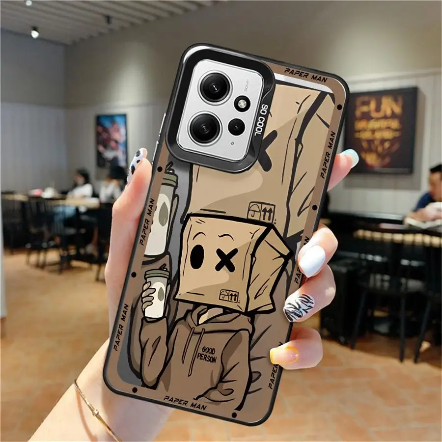 Cartoon Paper Man Pattern Phone Case for Xiaomi Redmi Note 13 12 Pro 11s 11 Pro Plus 10s 12S 10 Pro Soft Cover Silicon