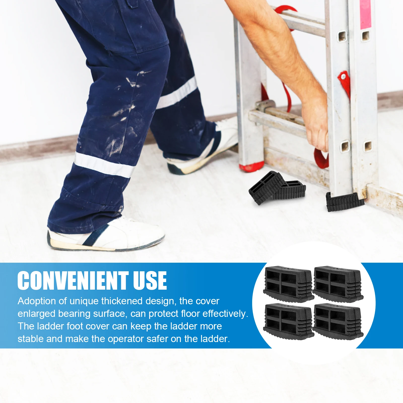 

4Pcs Ladder Foot Cover Non-Slip Rubber Thickened Protective Caps Anti-Skid Ladder Accessories Home Supplies