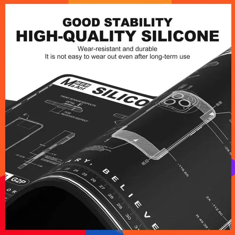 

Insulating & Durable Silicone Work Pad with Measurement Guide Stain-Resistant & Waterproof Mat for Electronic Device Maintenance