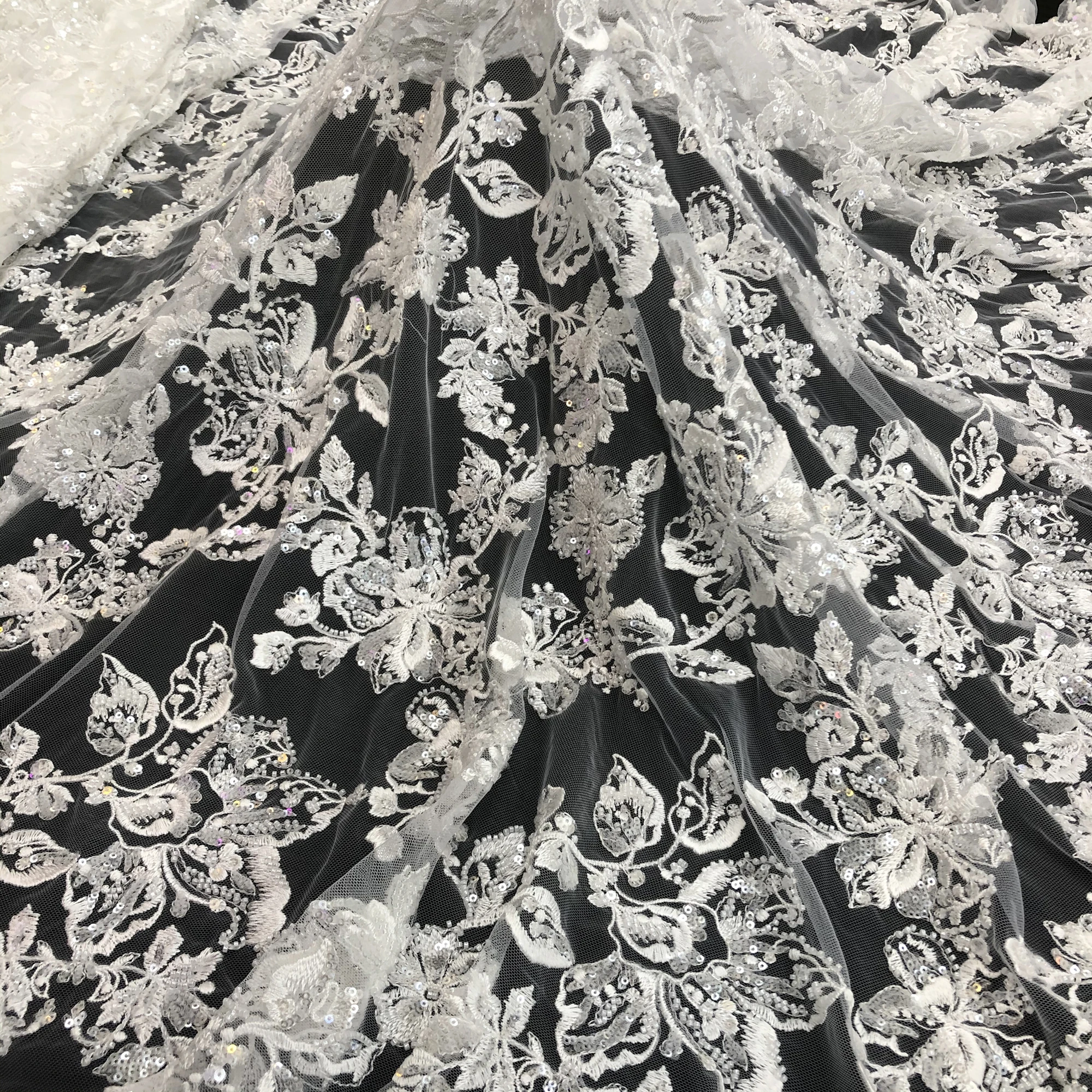 Wedding Dress Lace Fabric, Rayon With Sequins And Beads High-Grade Embroidery, Women\'s Clothing Accessories