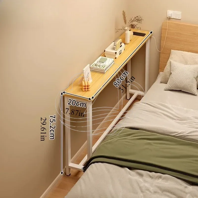 Narrow Side Table Slim Wall Corner Cabinet Sofa Bedside Crack Storage Shelf for Home Use