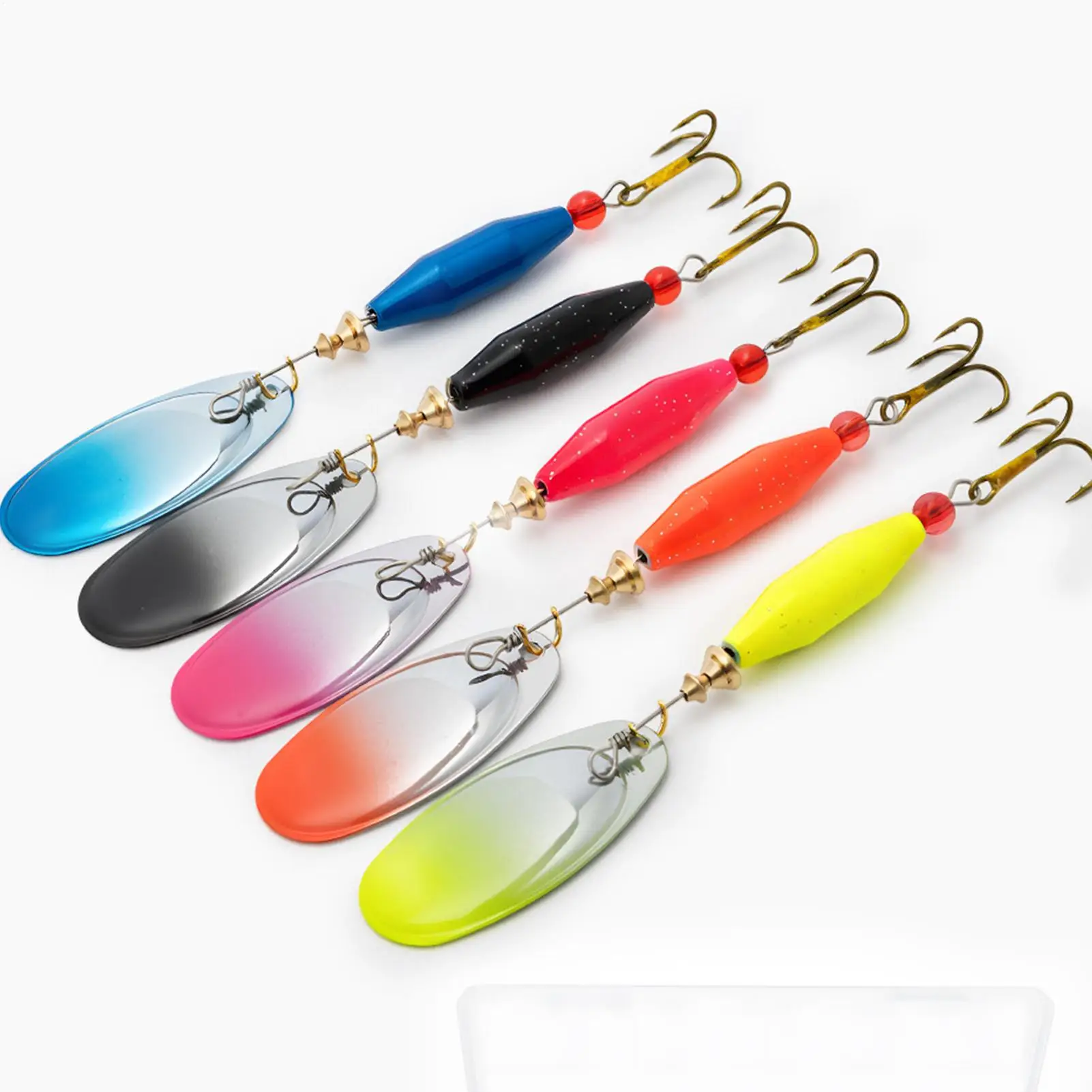 

Рыболовные приманки для пресноводной рыбалки, 5 штук, металлические вращающиеся блесны с пайетками, вращающиеся приманки для ловли форели, окуня, для рыбалки с лодки, на озере, в пруду