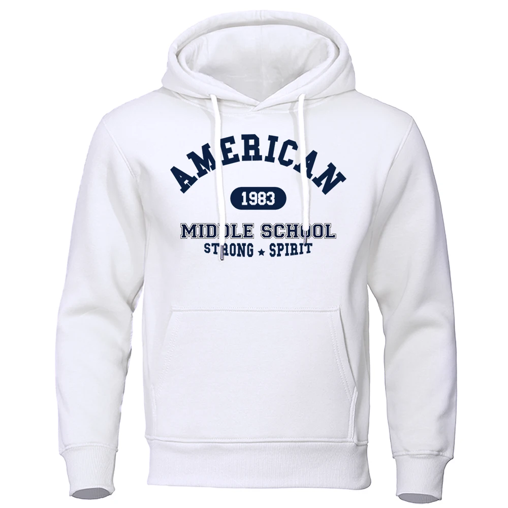 

American 1983 Middle School Strong Spirit Hoodies Men Fashion Casual Clothing Oversized Hip Hop Streetwear Crewneck Loose Hoodie