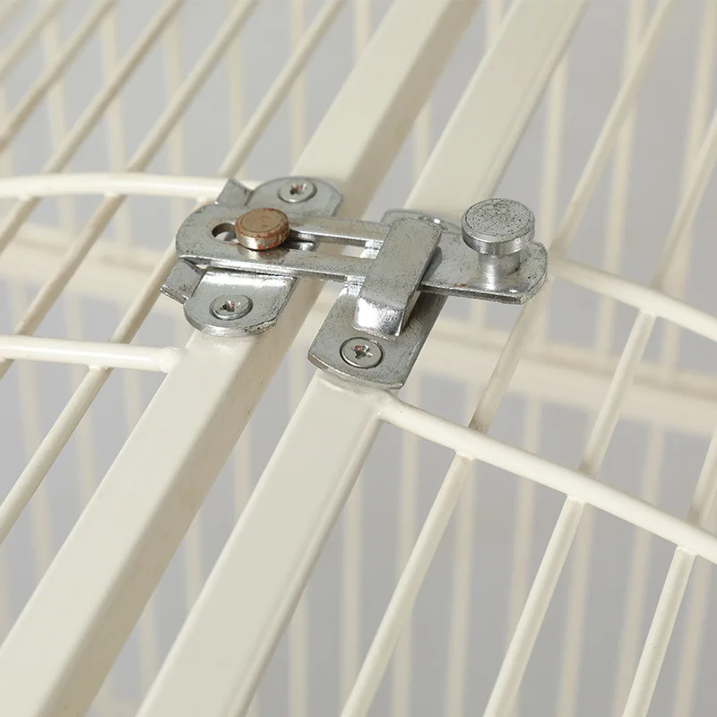 Double wrought iron bird cage, bright white parrot cage with wheels, large mobile bird cage