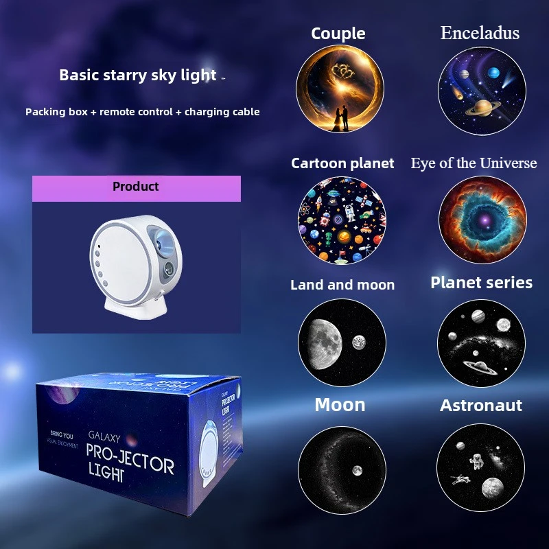 Meteor Focusing Starry Sky Projection Light, Large Circle Galaxy Projection Light, Bluetooth Audio Atmosphere Night Light