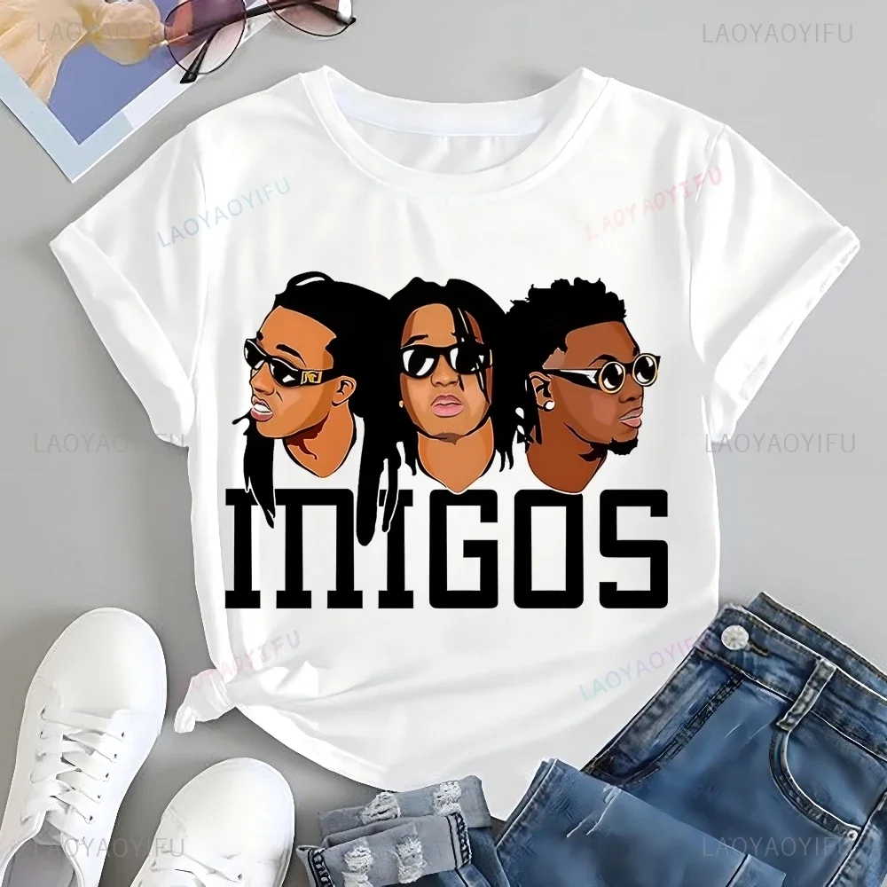 Streetwear Migos Rap Group Printed T-shirt Top Takeoff Trend Harajuku Short-sleeved Neutral Shirt Graphic Oversized T-shirt