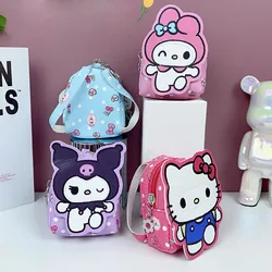 12pcs/lot Sanrio Melody Kuromi Pencil Case Kitty Schoolbag Shape Pencil Bag Coin Purse Stationery Pouch Gift School Supplies