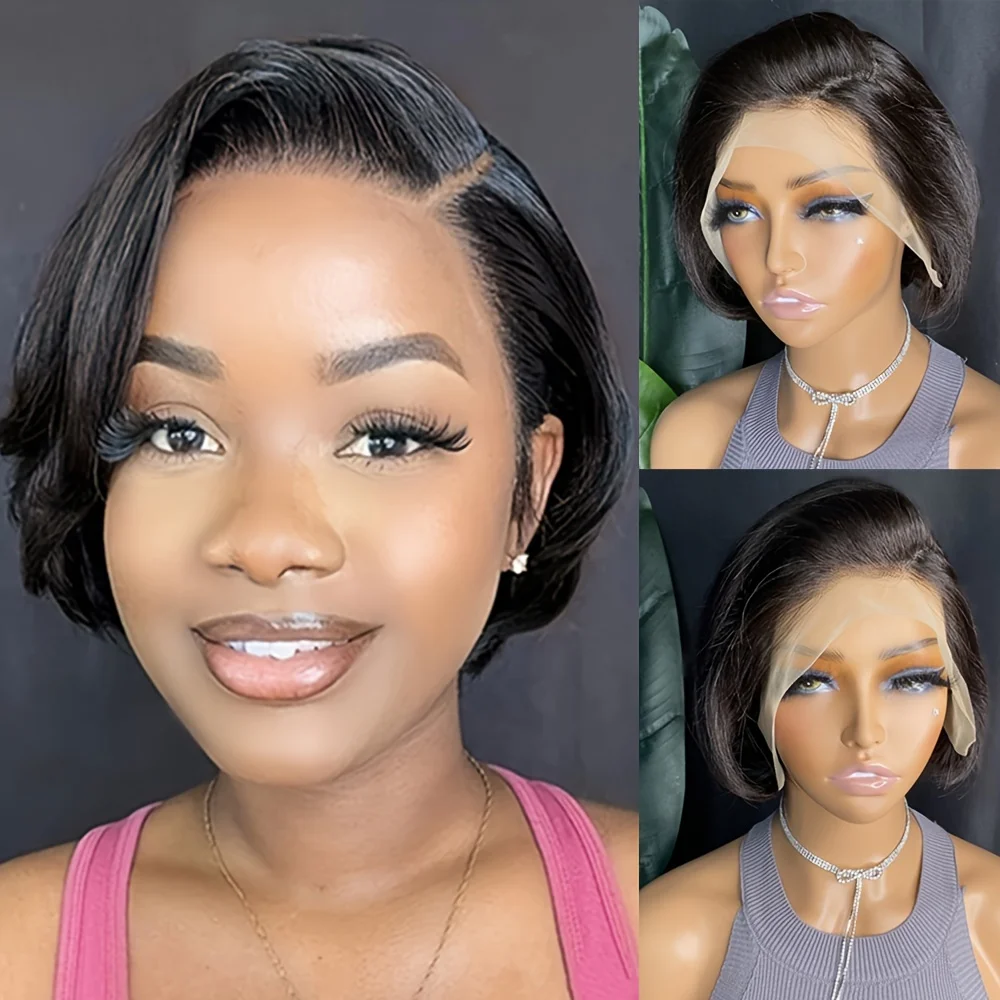 Short Pixie Cut Wigs Human Hair 13x4 Bob Lace Front Human Hair Wigs for Women 13x4 Full Lace Frontal Pixie Wig Party Cosplay Wig image 2