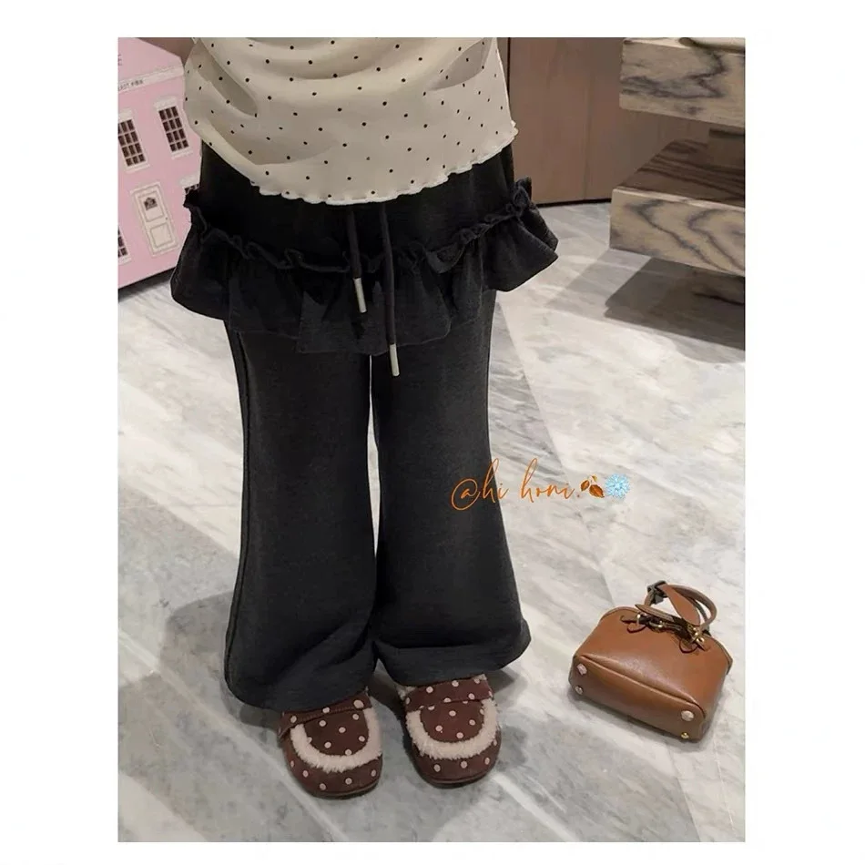 2026 Korean Kids Girls Fall New Casual Pants Baby Girl Ruffled Diaper Cover Flare Pants Fall Leggings