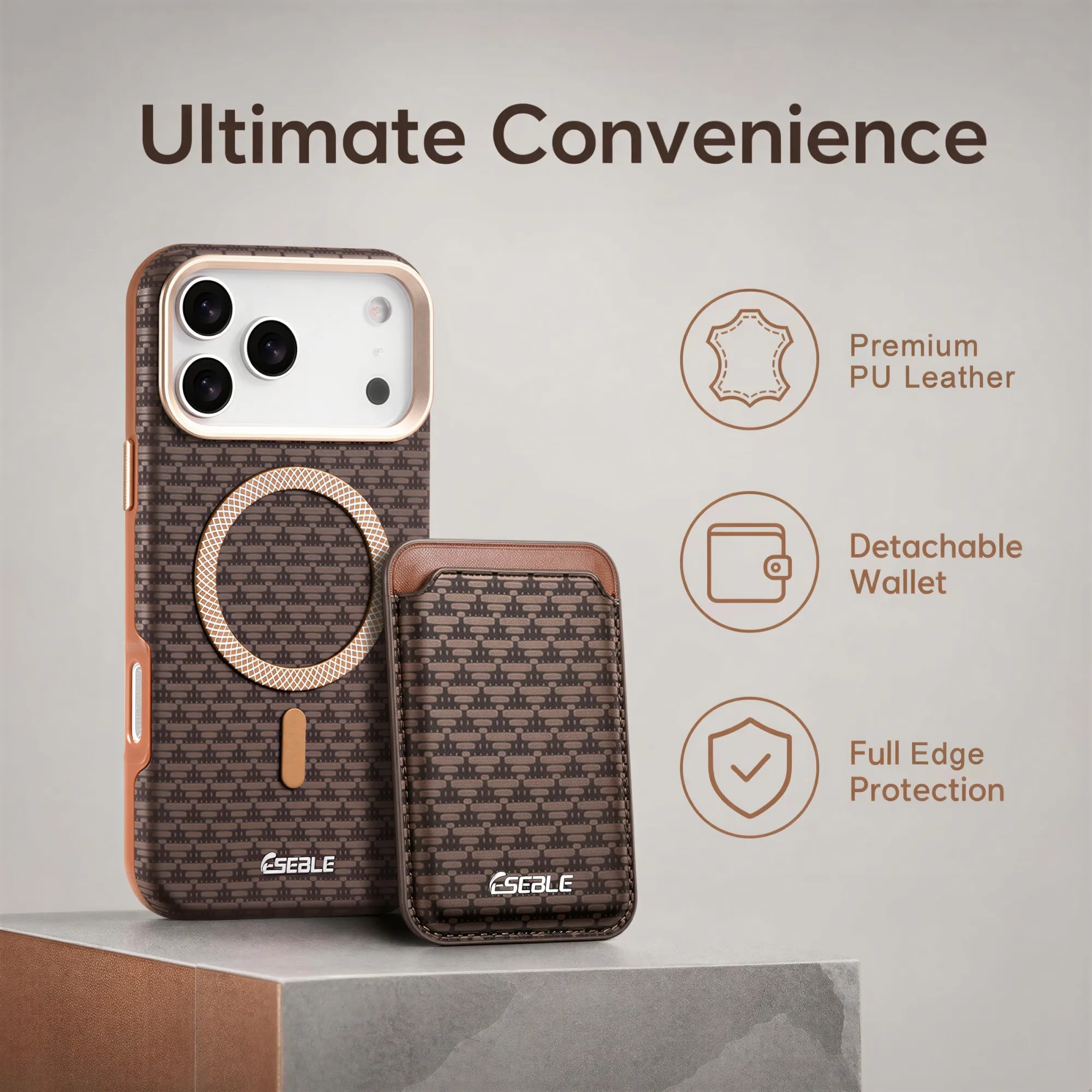 Magnet Wireless Charging Luxury Faux Leather Phone Case Card Holder For iPhone 17 Pro Max 16 15 14 13 view 4