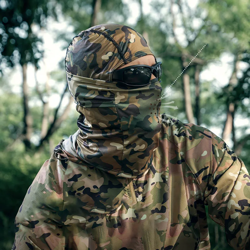 Tactical Camo Balaclava for Men - Sun Protection, Breathable Motorcycle & Fishing Face Mask