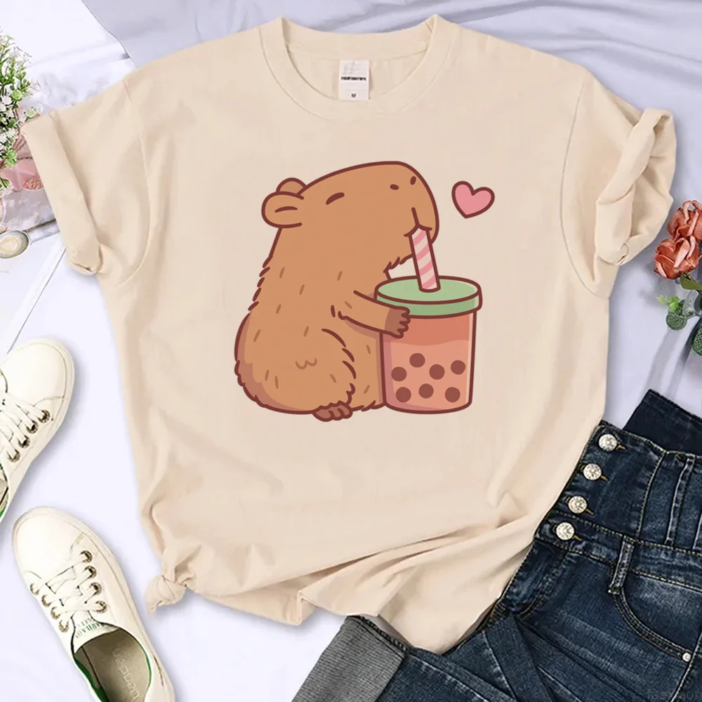 

Capybara t shirt women streetwear Tee girl funny clothes