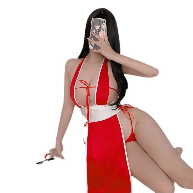 ملابس أنيمي كيمونو للنساء ، ملابس داخلية نسائية نينجا براقة ، رقبة عميقة ، فستان بحمالة رقبة مجوفة ، أزياء مثيرة ، هدية ، جديدة