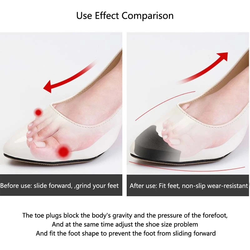 Toe Plug Forefoot Pad Adjust Shoe Size High Heel Sole Anti-slip Pad for Sandals Cushion Soft Women Comfortable Sponge Insoles