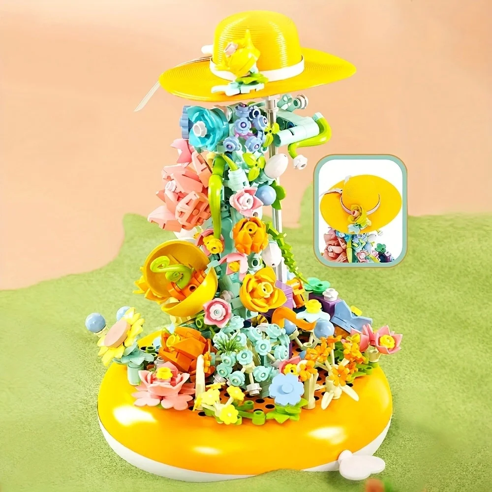575pcs Bouquet Hat Music box Model Building Blocks Set Create Adorable Architectural Masterpieces MOC Decoration Birthday Gifts