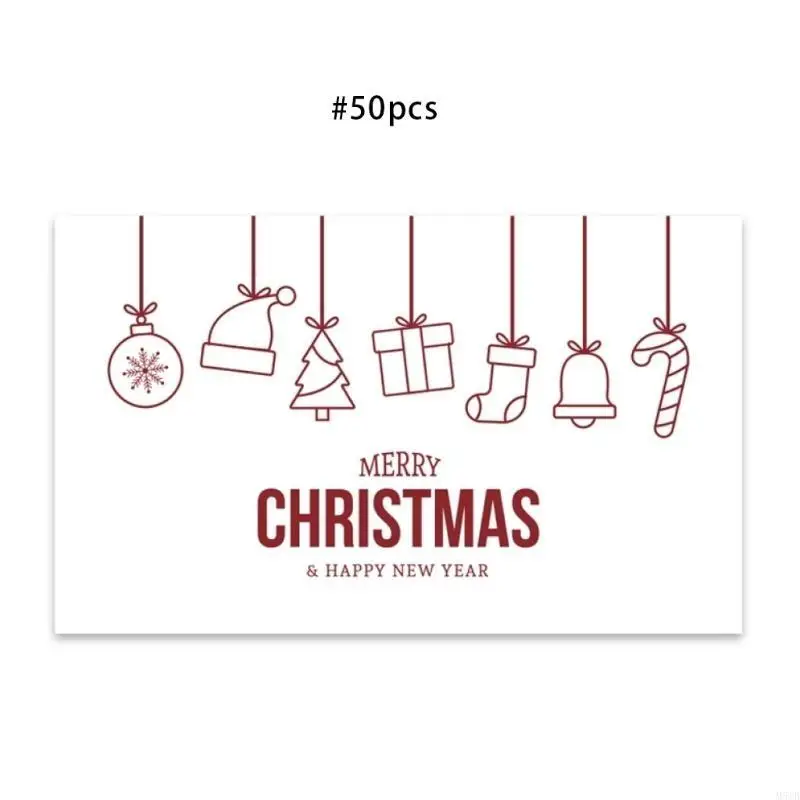 

M5TB 50 Pack Blank Счастливого рождественской открытки Прямоугольные элегантные открытки с покрытием бумаги для подарочной в