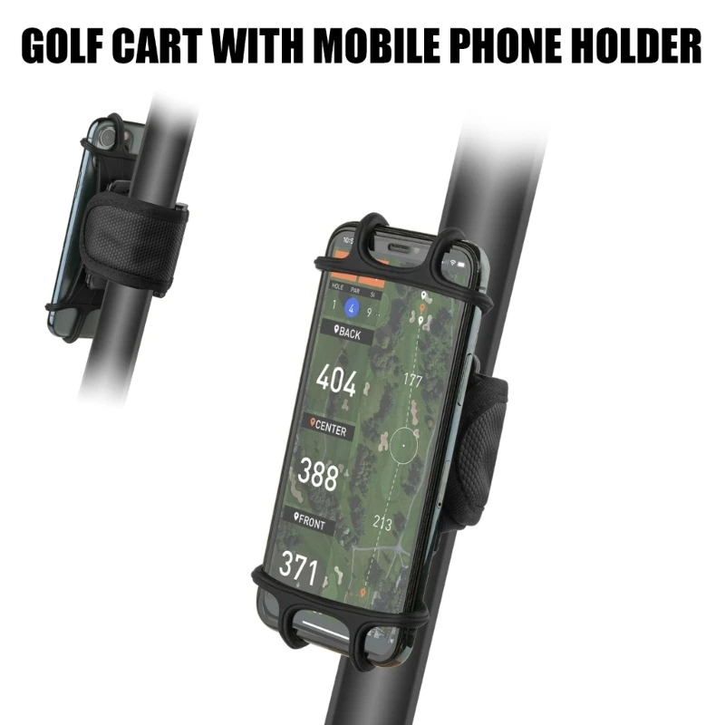 Band-Mounted Smartphone Holder for Golf Cart Uprights and Round Supports, with Removable Installation, Open-Face Access, 55KC